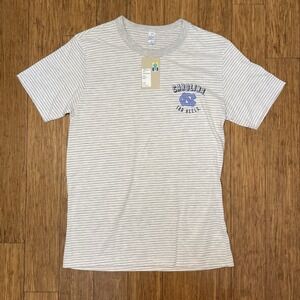 University North Carolina Tar Heels T Shirt Womens Med White Gray Striped NWT